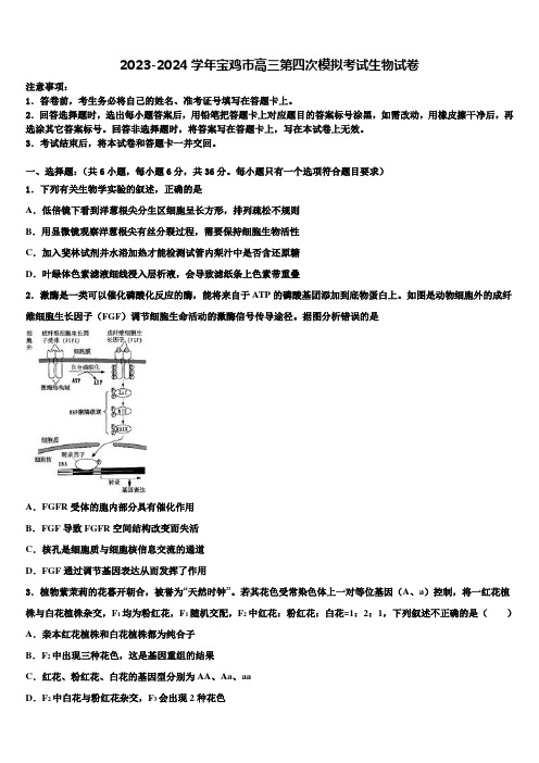 2023-2024学年宝鸡市高三第四次模拟考试生物试卷含解析