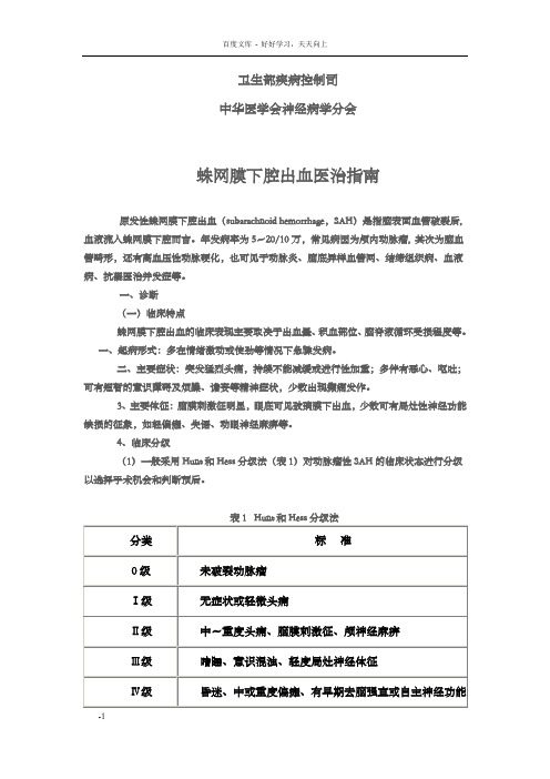 蛛网膜下腔出血医治指南