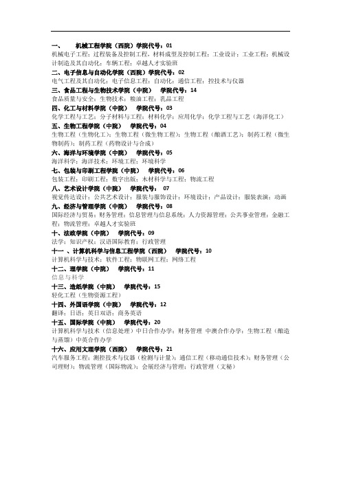 天津科技大学各个学院及专业