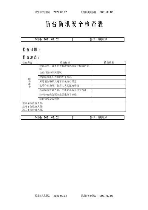 防台防汛检查表之欧阳术创编