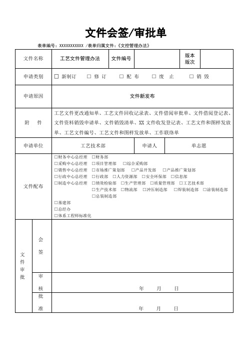 文件会签审批单