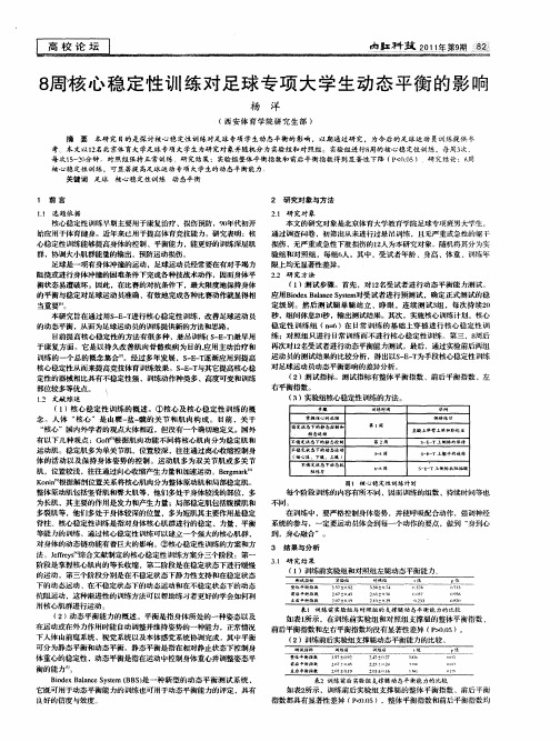 8周核心稳定性训练对足球专项大学生动态平衡的影响