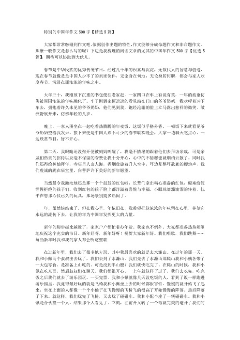 特别的中国年作文500字【精选5篇】精选作文范文