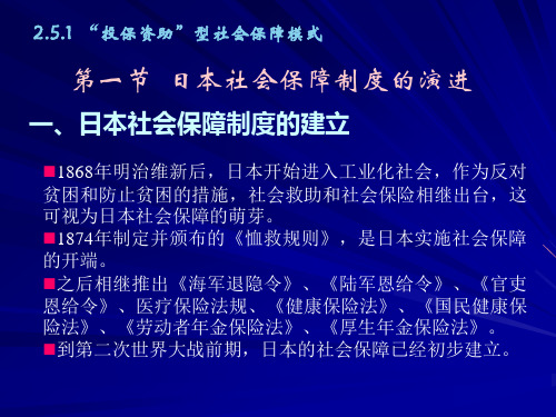 2.5.1  “投保资助”型社会保障模式  日本