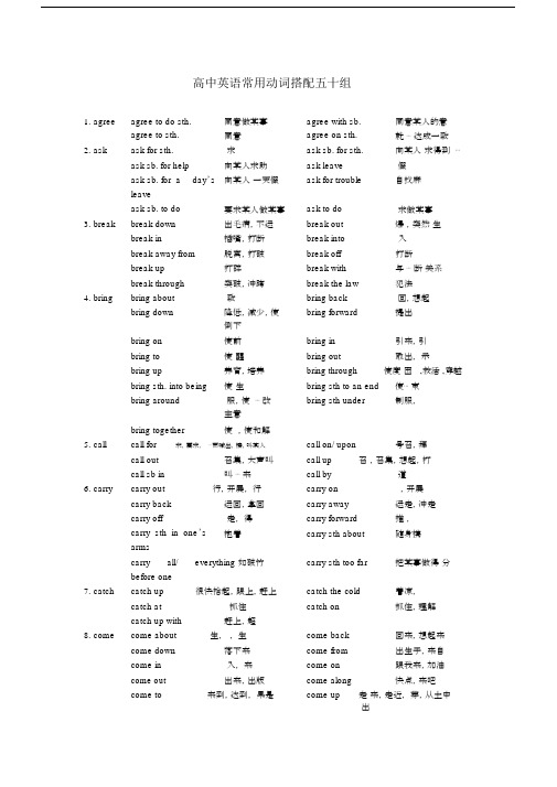 高中英语常用动词搭配.docx