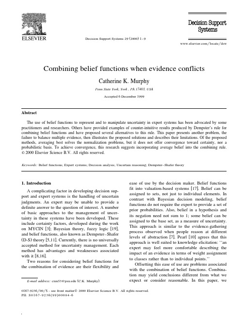 Combining Belief Fuctions When Evidence Conflicts