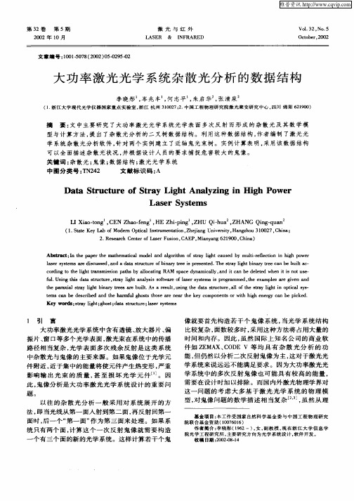 大功率激光光学系统杂散光分析的数据结构