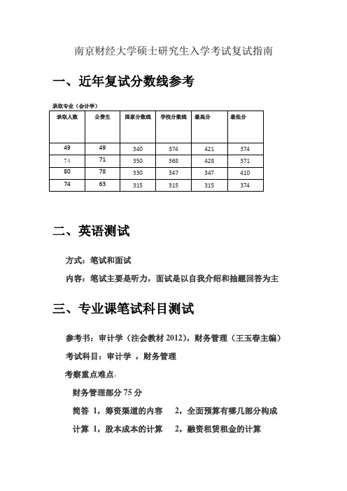 南京财经大学硕士研究生入学考试复试指南