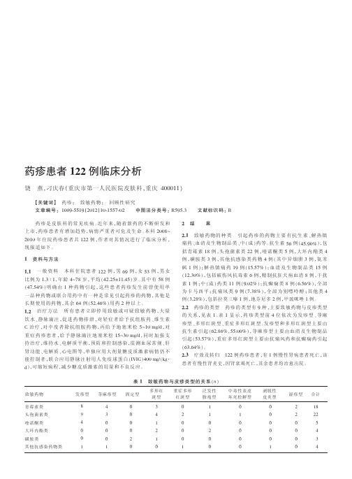 药疹患者122例临床