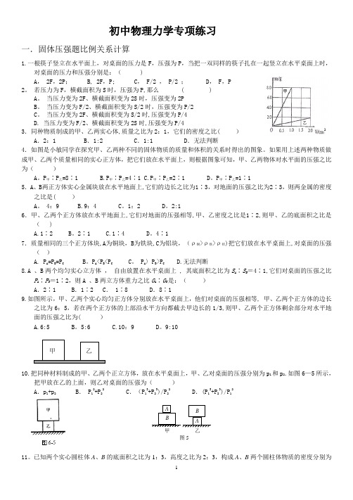 初中物理力学综合习题-含答案