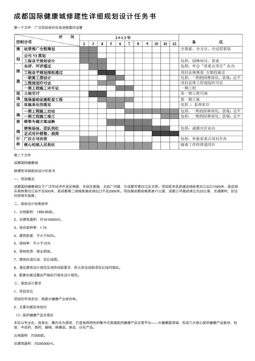 成都国际健康城修建性详细规划设计任务书