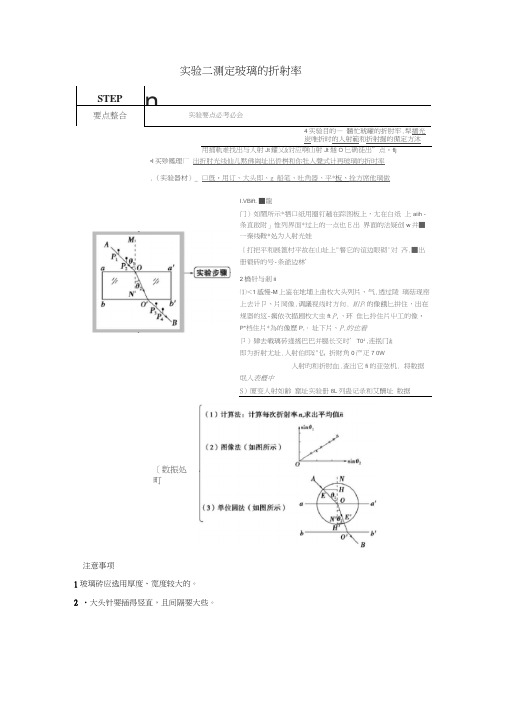 高考物理一轮复习实验二测定玻璃的折射率教案(含解析)沪科版