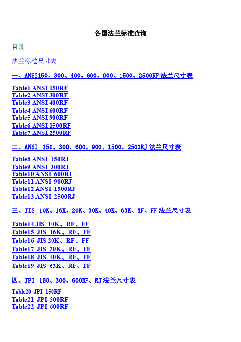 各国法兰标准尺寸