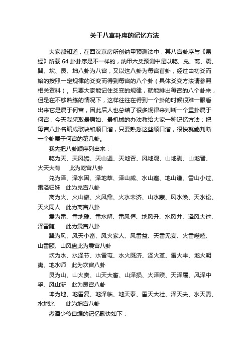 关于八宫卦序的记忆方法