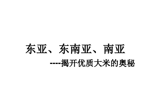 山东省新高考高二区域地理东亚 东南亚 南亚第三课时