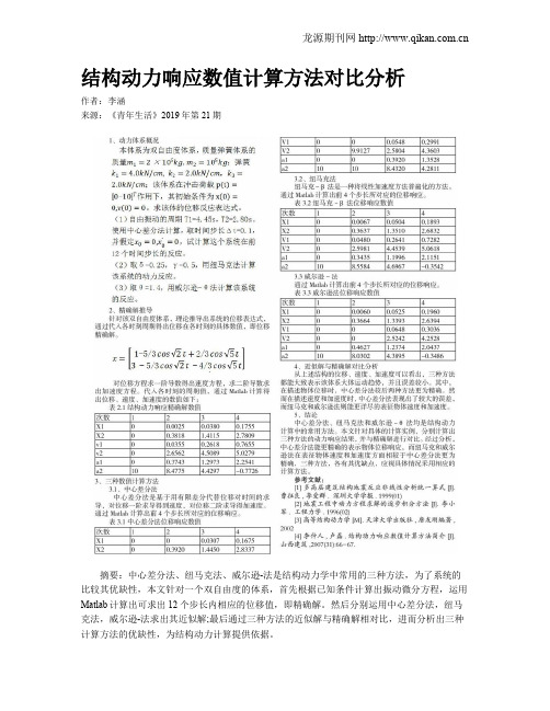 结构动力响应数值计算方法对比分析