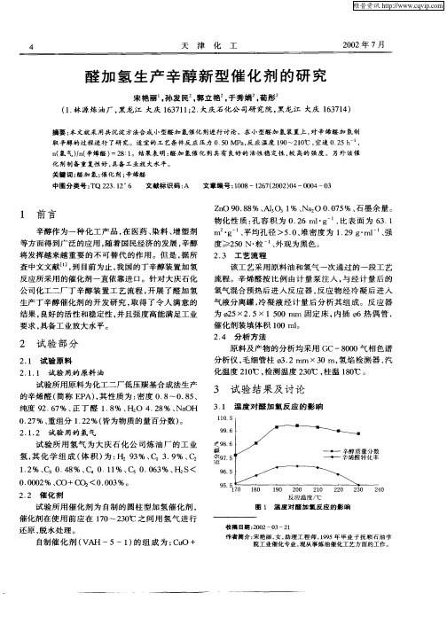 醛加氢生产辛醇新型催化剂的研究
