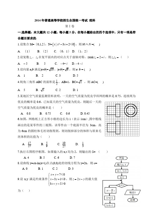 2014年数学高考(新课标二)真题及参考答案