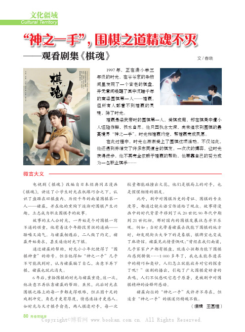 “ 神之一手”，围棋之道精魂不灭——观看剧集《棋魂》