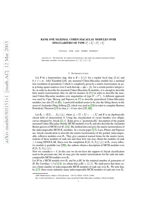 Rank one Maximal Cohen-Macaulay modules over singularities of type Y_1^3+Y_2^3+Y_3^3+Y_4^3