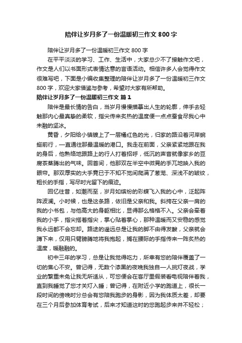 陪伴让岁月多了一份温暖初三作文800字