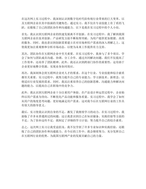 网上实习报告个人小结