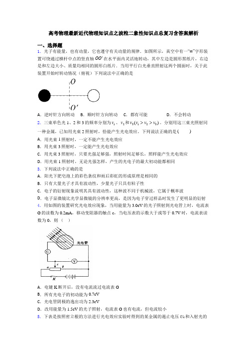 高考物理最新近代物理知识点之波粒二象性知识点总复习含答案解析