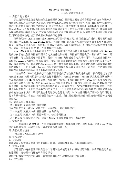 VBNET课程实习报告模板