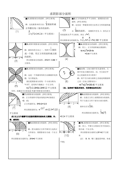 (完整版)小学六年级求阴影部分面积试题和答案