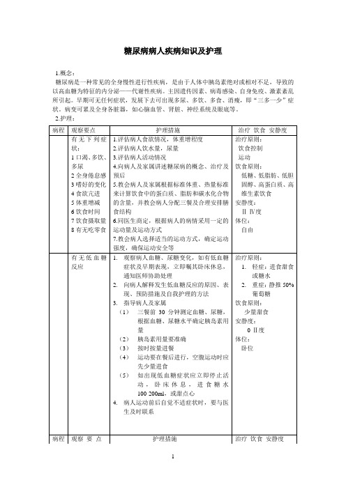 糖尿病病人护理常规