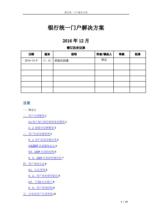 银行统一门户解决方案