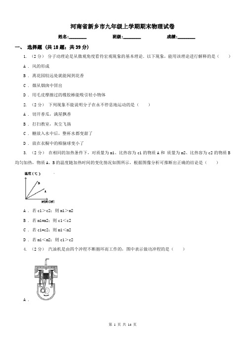 河南省新乡市九年级上学期期末物理试卷