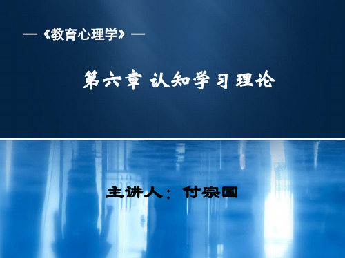 《教育心理学》第六章 认知学习理论