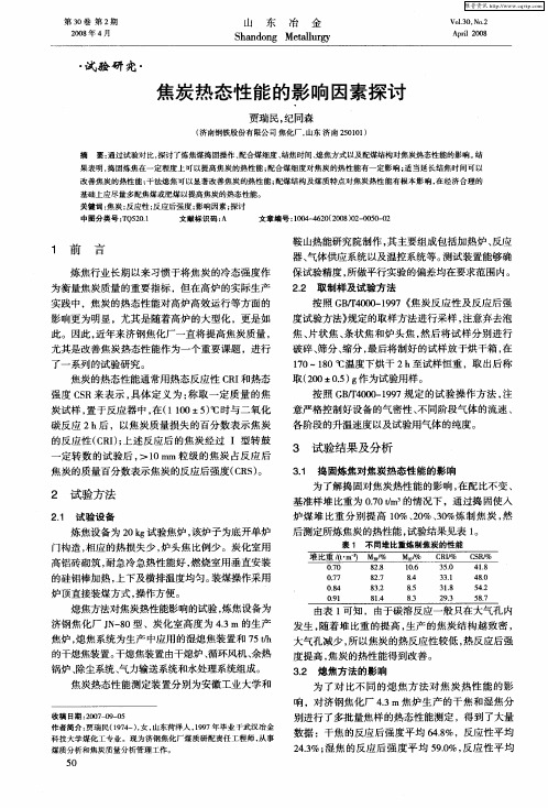 焦炭热态性能的影响因素探讨