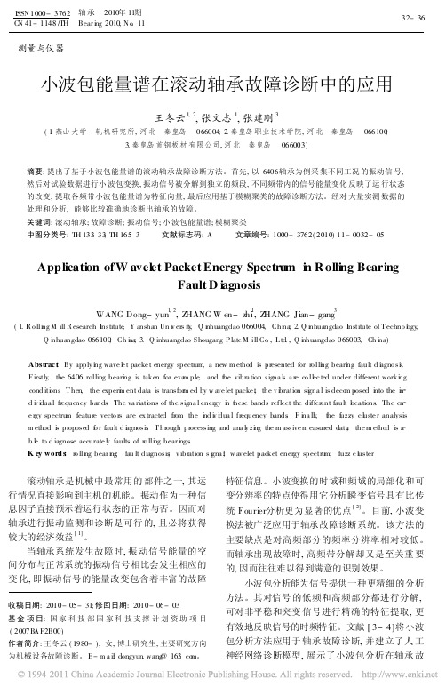 小波包能量谱在滚动轴承故障诊断中的应用