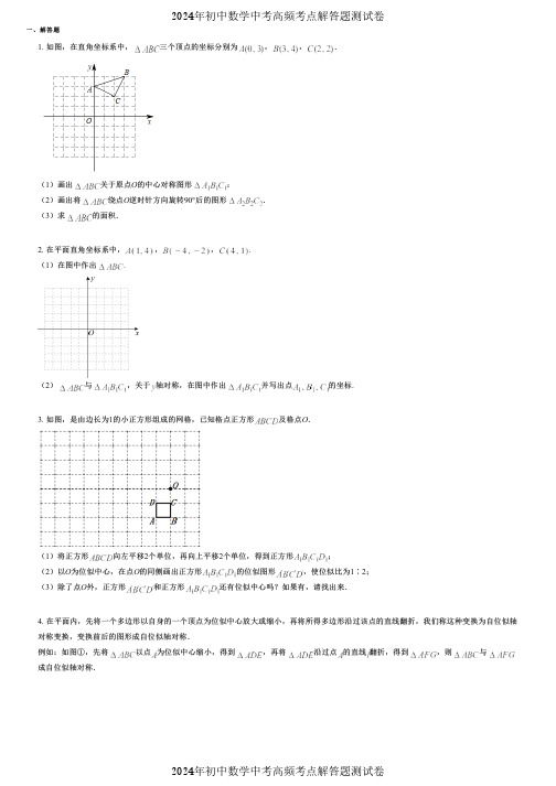 2024年初中数学中考高频考点解答题测试卷 (313) 