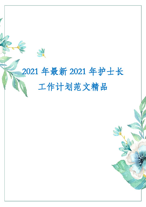 2021年最新2021年护士长工作计划范文精品