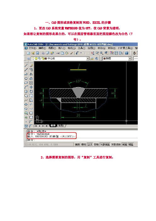 CAD图形或表格复制到WORD、EXCEL的步骤