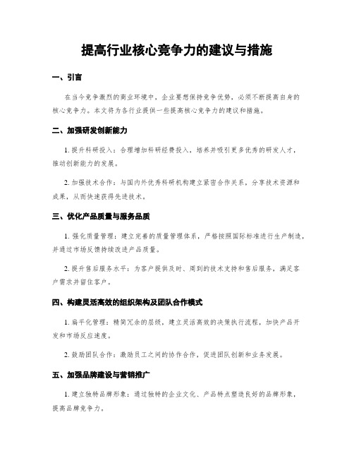 提高行业核心竞争力的建议与措施