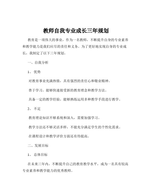 教师自我专业成长三年规划