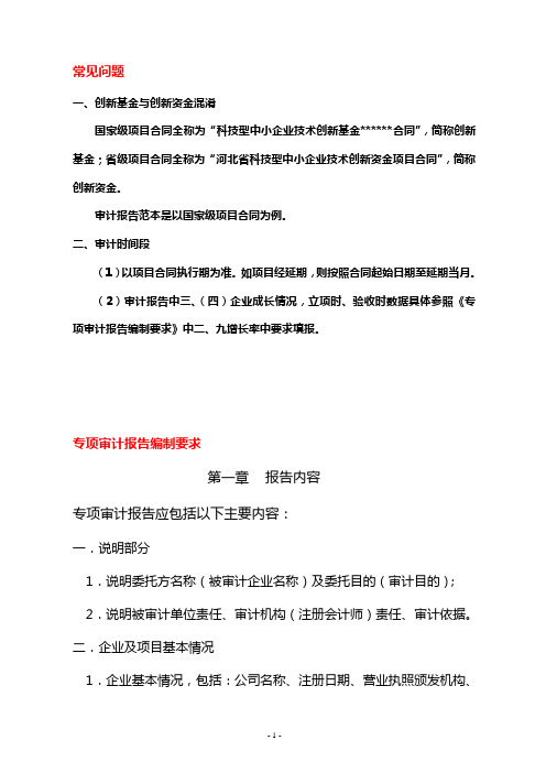 科技部创新基金专项审计报告编制要求及范本