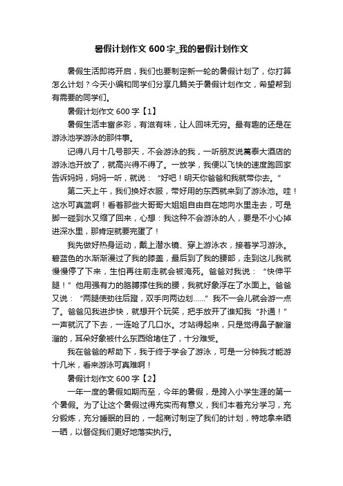 暑假计划作文600字_我的暑假计划作文