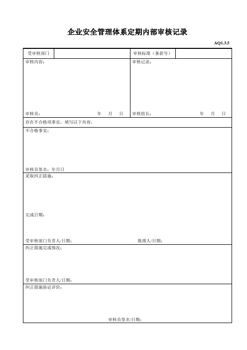 企业安全管理体系定期内部审核记录