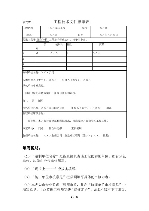 各种报审表表格