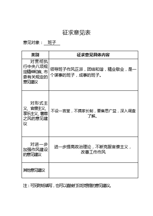 党风廉政建设征求意见汇总