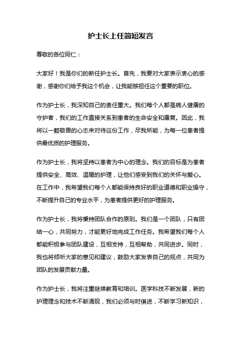 护士长上任简短发言