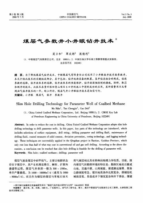 煤层气参数井小井眼钻井技术