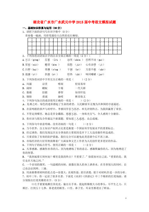 湖北省广水市广水武元中学中考语文模拟试题