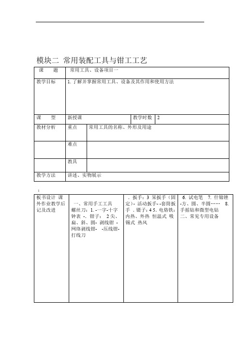 2 常用装配工具与钳工工艺