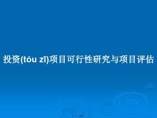 投资项目可行性研究与项目评估学习教案